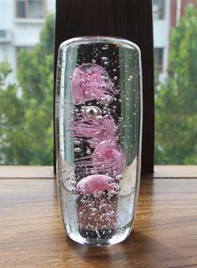 速发乔迁新厅装饰办公室客房玄璃酒柜淄博琉关水滴摆件水母礼品纪