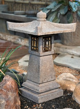 速发水景坊庭院石灯笼仿古中式太能灯园花造磨布置草坪灯户外灯摆