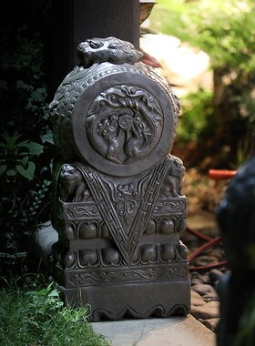 速发中子仿石雕石鼓门墩大式头貔貅抱鼓石一对别墅庭院狮门口落地