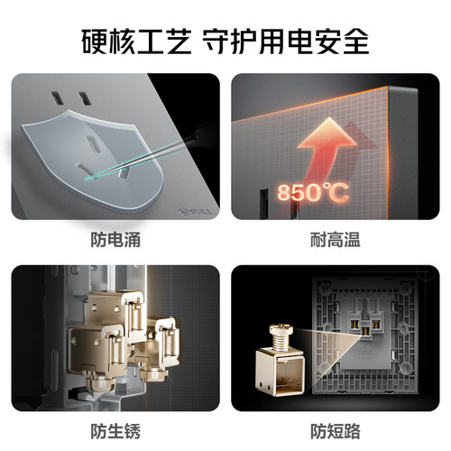 公牛开关插座大师开关插座面板16A插座五孔10A面板暗装多孔G27灰 - 图1