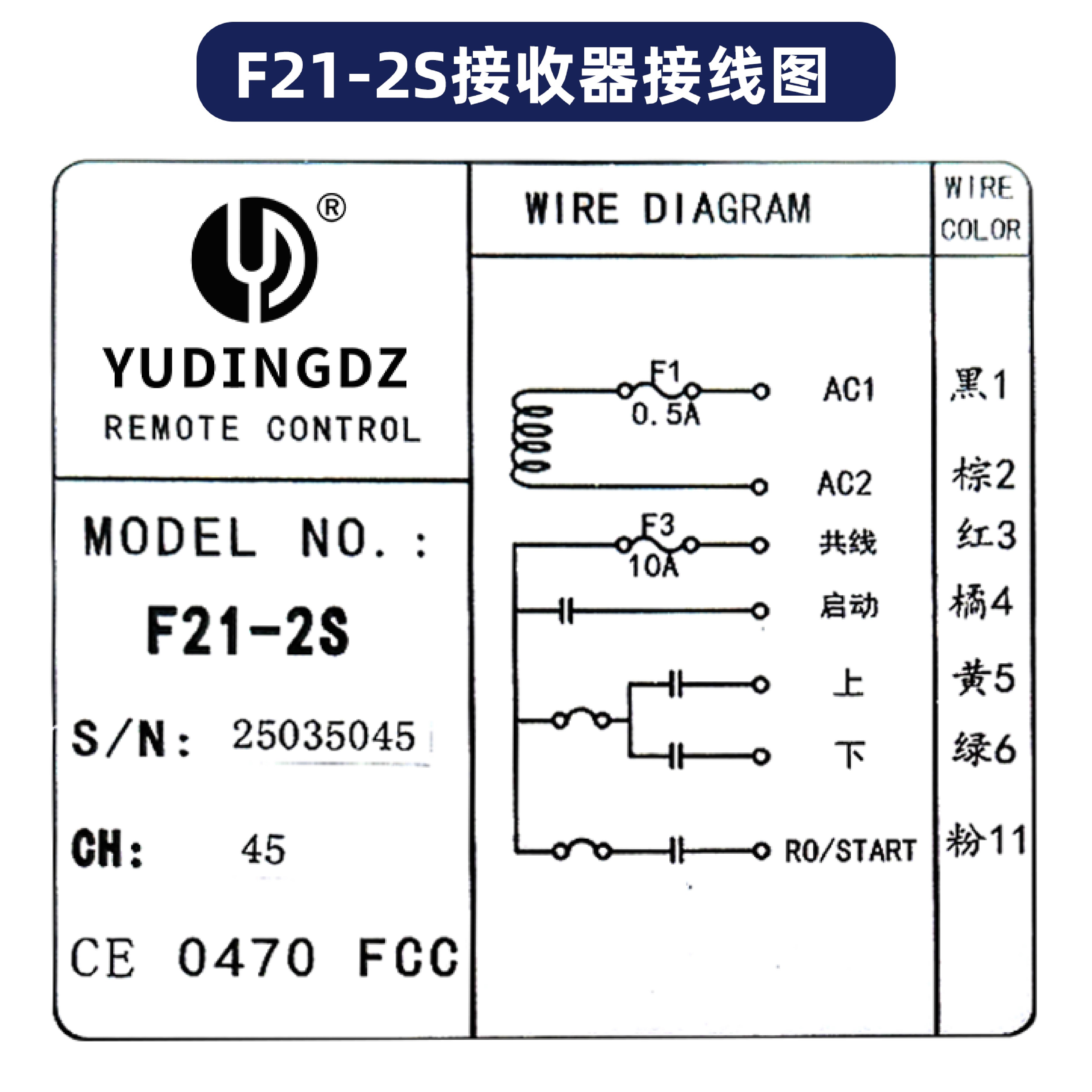 禹鼎F21-2S工业无线遥控器行车天车起重机葫芦两键控制可定制按键 - 图1