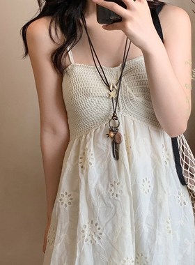 极速禅意复古双i层长款羽毛吊坠皮革项链女波西米亚风新中式民族