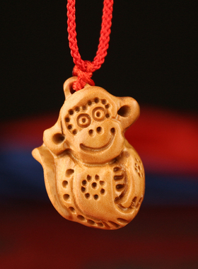 极速十二生肖吊坠桃木12属相羊猴项E链男女木质随身饰品守护平安