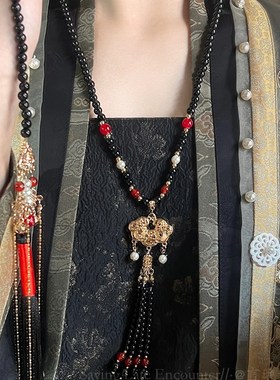 极速浮生如梦汉m服马面裙背云长款平安锁项链新中式古风璎珞