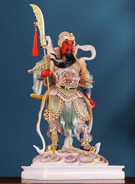 新品汉白玉伽蓝韦陀菩萨神佛像供奉左右关公武财神爷摆Z件室内佛