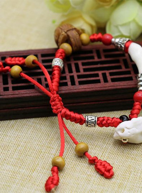 新品手工红绳e手链 diy生肖桃篮 男女宝宝 儿童婴儿狗牙猪惊骨编