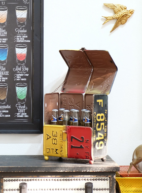 极速复古乡村铁艺桌面收纳盒v 收纳摆件摄影道具箱 创意桌面储物