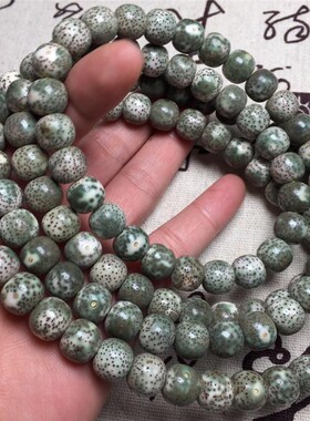 极速星月菩提108颗海南佛珠阴皮子项链正月手P串绿男女石玉料手链