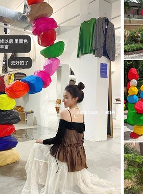 极速多巴胺石头j摆件彩色泡沫店铺网红打卡点装饰派对活动景区拍