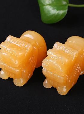 极速l貔天品然老黄玉貔貅摆件家居貅店铺M门店礼开业皮休丘玉石装