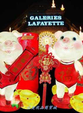 极速玻璃钢卡通生肖猪户外景观商场美陈布置房地产喜X庆装饰品发