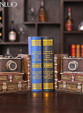 欧式复古照相机书挡书立家居客厅卧室书架书立树脂摆件摄影道具