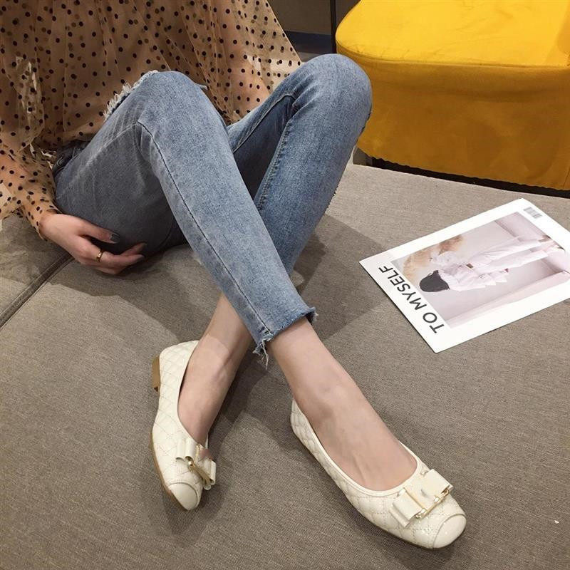 春秋2023新款豆豆女鞋漆皮单鞋休闲方头鞋子套脚平底鞋女妈妈鞋潮,淘宝优惠券,粉丝福利购,淘宝优惠卷