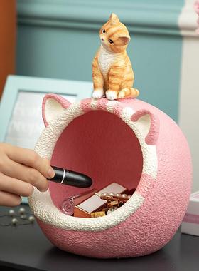 慧心巧聚钥匙收纳摆件猫咪家居饰品卧室客厅桌面摆设新家玄关收纳