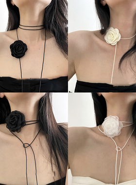 山茶花项链女choker项圈