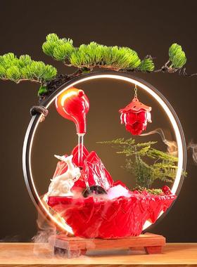 简约现代流水招财摆件茶几循环水客厅生财办公室桌面家居开业礼品