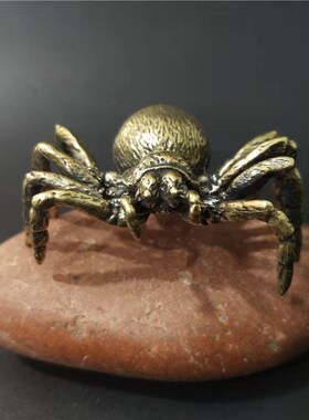 极速复古纯铜蜘蛛另类个性u手玩把件茶道茶宠摆件黄铜微雕工艺品