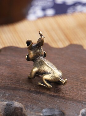 极速创意黄铜钥匙扣 纯铜手工复古十二生肖兔P子小挂件吊饰汽车钥