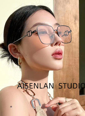 极速快乐再出发王栋o鑫同款方框渐层黄太阳眼镜男欧系时尚潮流镂