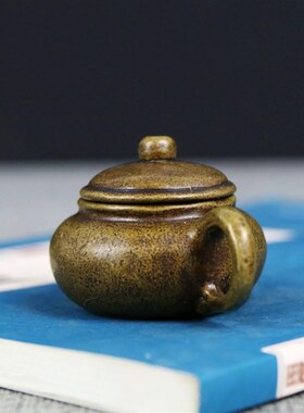 极速仿古玩铜器袖珍迷你铜t壶小摆件黄铜微雕手把件壶茶道铜宠铜
