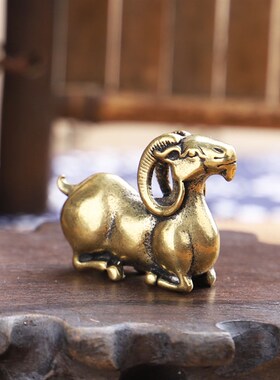 极速古玩杂项收藏仿古摆q件纯铜实心绵羊小摆件生肖羊仿古茶宠摆