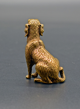 极速旺财铜狗小摆件实心黄t铜小狗手把件铜艺铜雕生肖狗古玩铜器