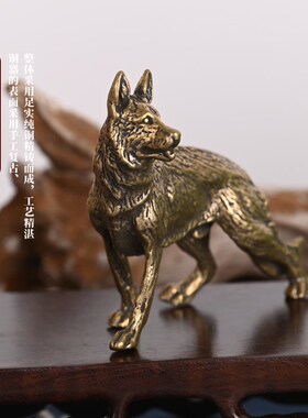 新品铜狗摆件黄铜仿古十二生肖坐狼狗守门守财P客厅办公桌面动物