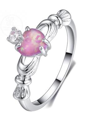 极速-Jewelery white gold orange purple pink opal peach heart