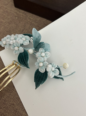 绘此间【觅清】蚕丝线手工制作绒花发梳百搭日常新中式配饰礼物