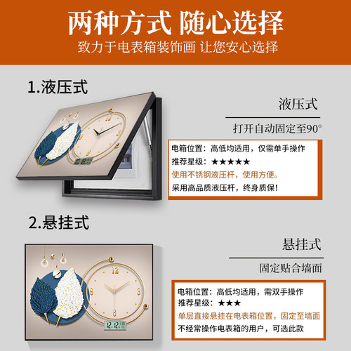 万年历电表箱装饰画带钟表免打孔配电箱遮挡箱现代简约电子钟挂画 - 图2