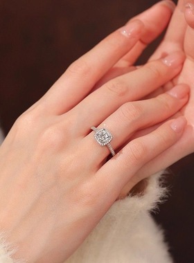 小方糖钻戒S925纯银情侣表白戒指