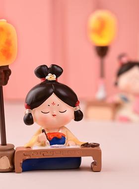 西安文创纪念品唐仕女琴棋书画小夜灯摆件古风洛阳装饰品毕业礼物