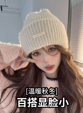 针织帽子女秋冬大头围防寒保暖毛线帽韩版时尚显脸小护耳月子冷帽