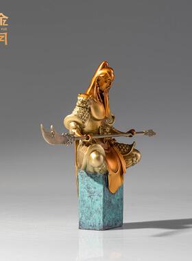 铜金岁月武圣关公铜摆件武圣人关羽关二爷铜雕像客厅办公室铜摆件