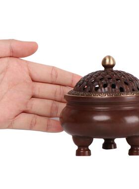 杨铜记 家用沉香檀香炉香薰盘香炉 铜三足炉摆件 网盖炉