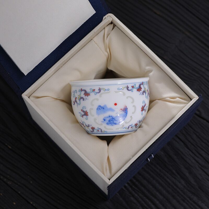 茶盏主人杯功夫茶杯个人专用玲珑镂空茶碗小号办公德化白瓷品茗杯 - 图0
