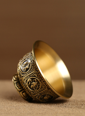 极速黄铜供水杯供佛杯三连杯圣水观音G净水杯家用佛前财神供杯菩