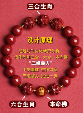 新品2024本命年属o龙三合六合高含量朱砂手串本命佛护身符手链红