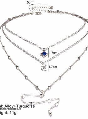 极速Boho Moon Multiloayer Necklace Lady Necklace Retro Jewel