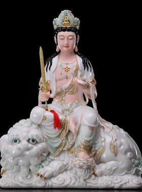 极速汉白玉文殊普贤菩萨供奉释迦牟尼佛J左右胁侍护法华严三圣菩