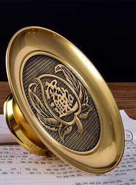 新品家用供佛拜神招财进宝水果盘盘黄铜盘子佛P堂用品莲花贡品盘