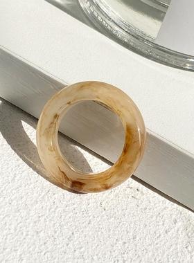 极速Resin color ring women树脂彩色戒指 创意复W古森系性冷淡风