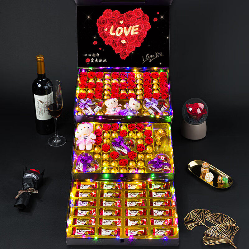 生日礼物实用高档德芙巧克力礼盒装情人节礼物送女朋友老婆高级感