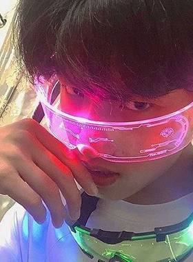 极速儿童发光眼镜街舞表演配饰潮时尚 变色发光科U技感未来感眼镜