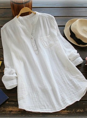 极速Women Plus Size Blouse Summer Solid V NeckR Blouses Loos