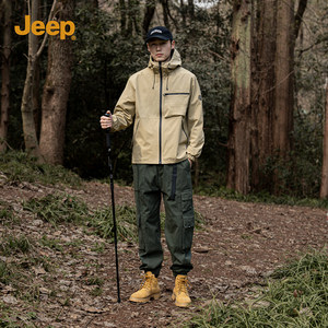 Jeep吉普外套男春秋2024潮流夹克男士工装运动防水冲锋上衣男款