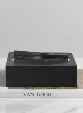 极速梵其现代简约黑色实s木收纳盒创意摆件首饰盒家居客厅卧室桌