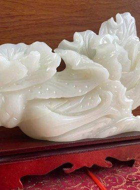 极速天然白玉白菜摆m件百财客厅玄关书柜酒柜办公桌装饰工艺品开