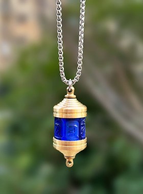 速发六刚真言金璃轮吊坠可转动男通用结缘项链饰品随身佩戴琉字橛