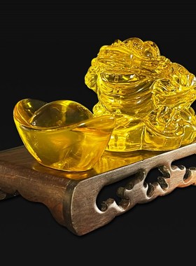 慈风阁水晶金蟾i元宝聚宝盆摆件招财店铺客厅家居吉祥物办公室财